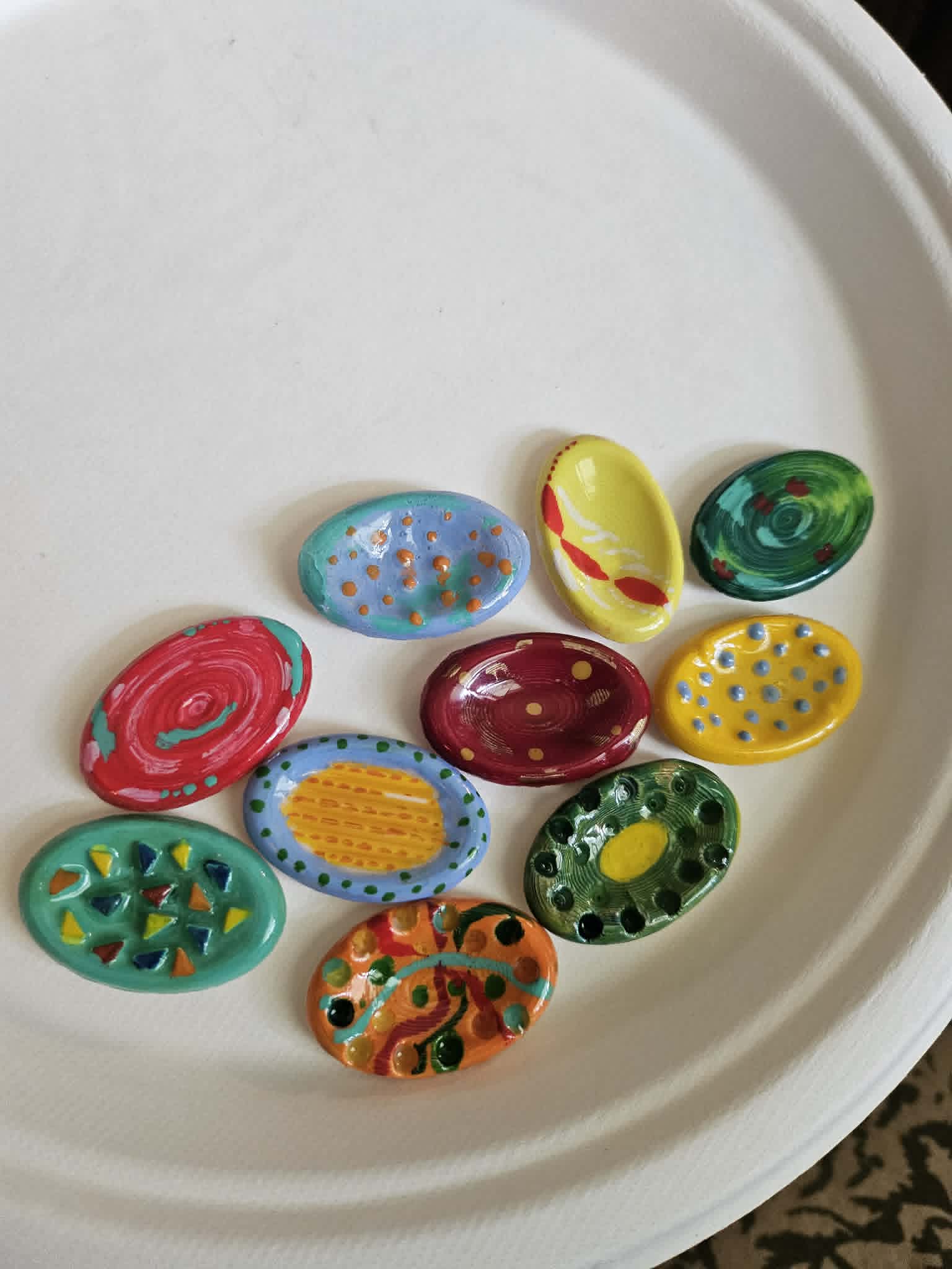 Set of hand-painted decorative stones